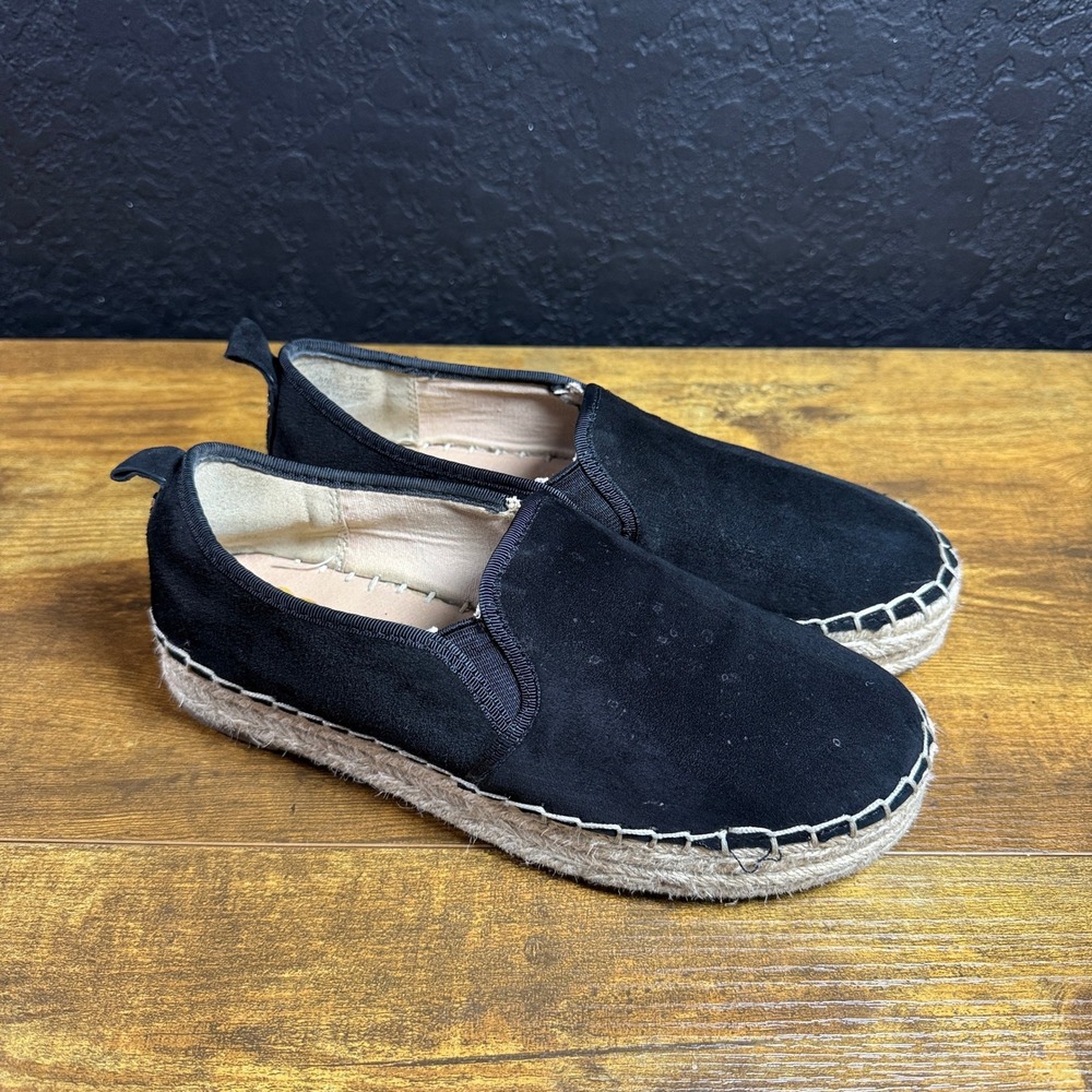 Sam Edelman Karlita Black Suede Espadrille Slip On Flat Women 7.5